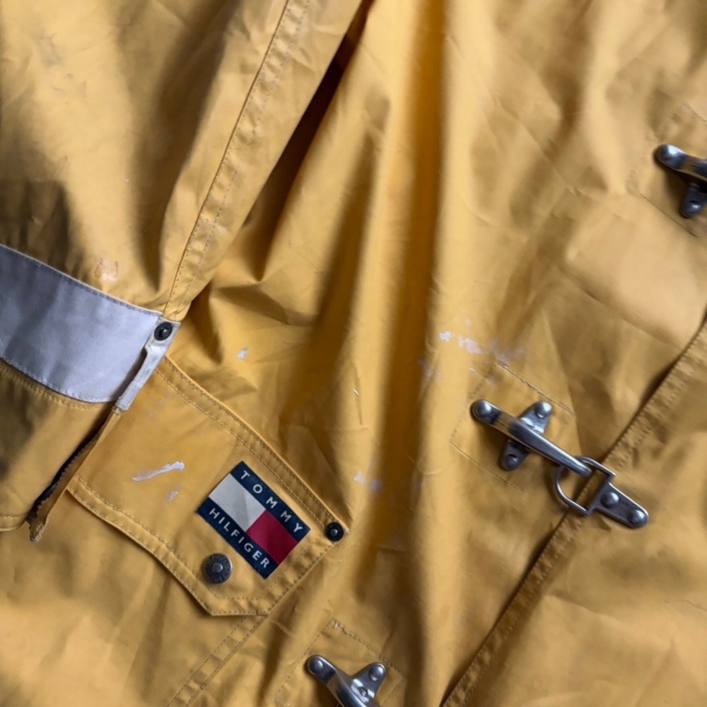 Vintage Tommy Hilfiger Fire Fighter Jacket XL Yellow 90s Maritime Expedition - Picture 5 of 11